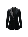 Classic Refined Velvet-Trim Blazer