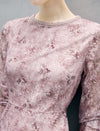 Dusty Pink Beaded Lace Midi Dress