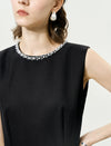 Embellished Neckline Asymmetric Midi Dress