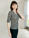 Black And White Abstract Print Knit Top