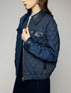 Contrast-Trim Collared Zip-Front Quilted Cropped Jacket