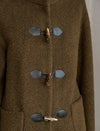 Brown Wool-Blend Toggle Coat