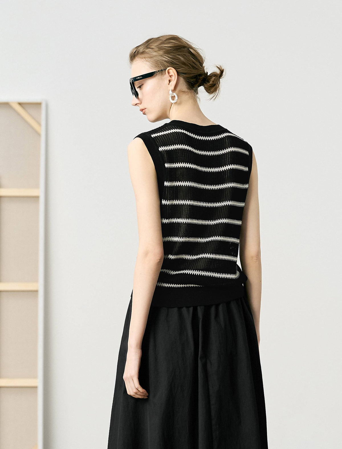 Tencel Linen Blend Striped Knit Tank Top