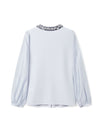 Embellished Collar Long Puff Sleeve Blouse