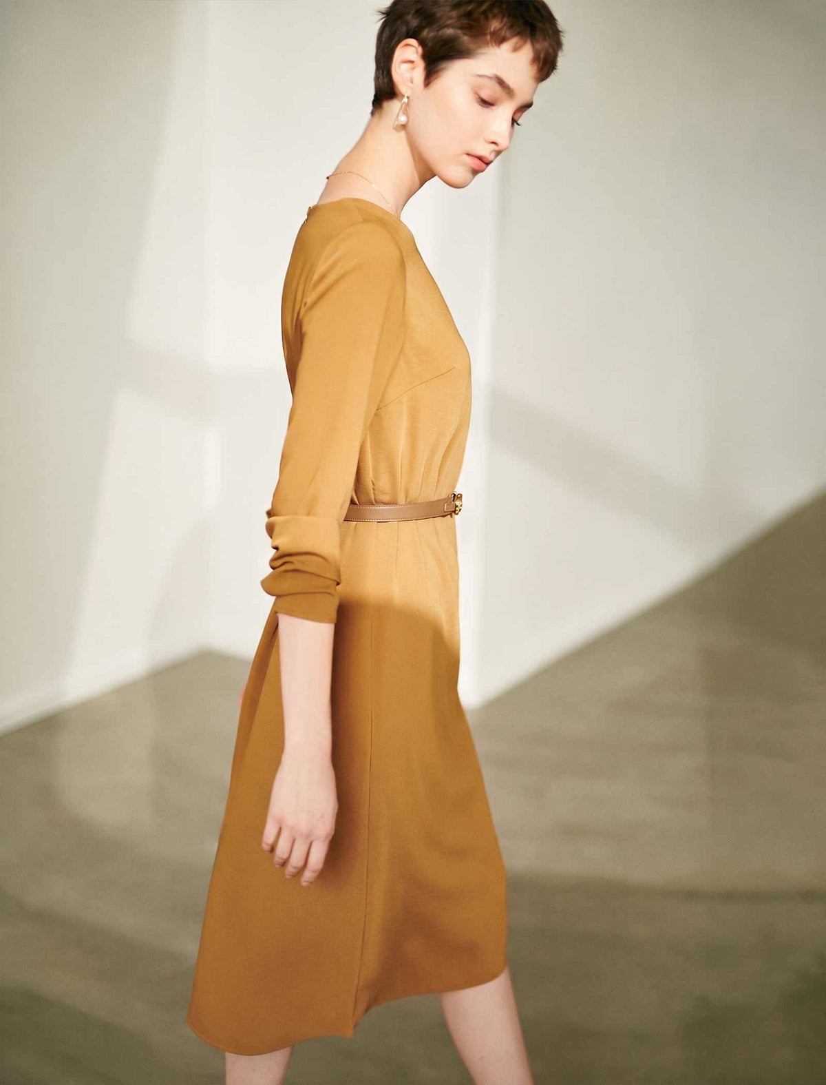Warm Mustard Midi Dress