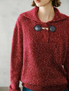 Toggle Collar Textured Knit Sweater