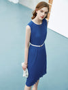 Royal Blue Pleated Sleeveless Midi Dress