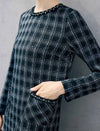 Plaid Long Sleeve Sheath Midi Dress