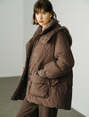 Brown Removable Hood Down Jacket