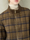 Plaid Wool-Blend Zip Front Jacket