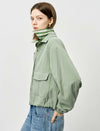 Sage Green Cropped Utility Cargo Jacket