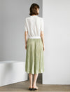 Solid Color Pleated Midi Skirt