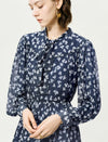 Sheer Tie-Neck Floral Midi Dress