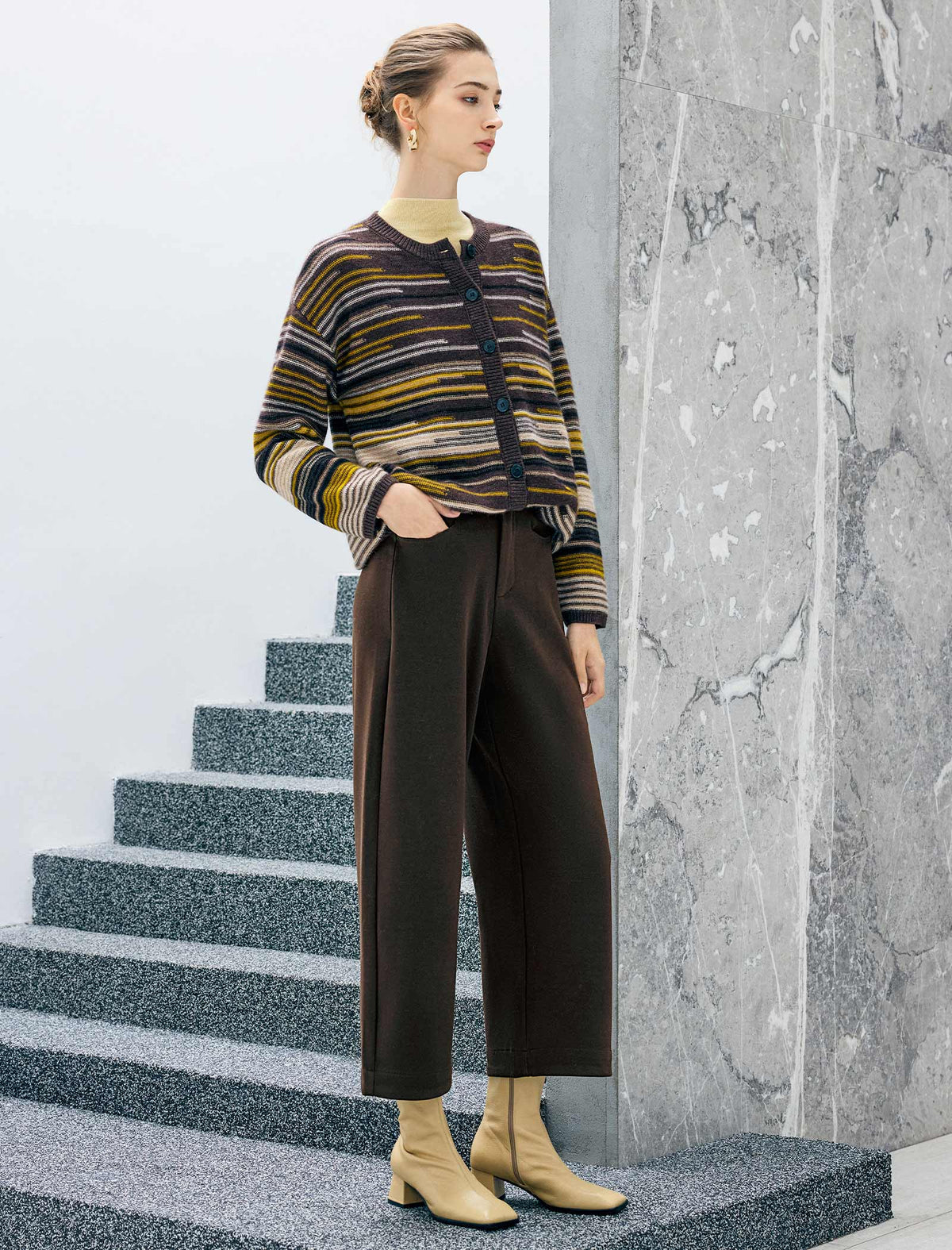 Pocket High-Waist Cropped Wide-Leg Pants