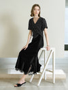Black Polka Dot Wrap Front Top