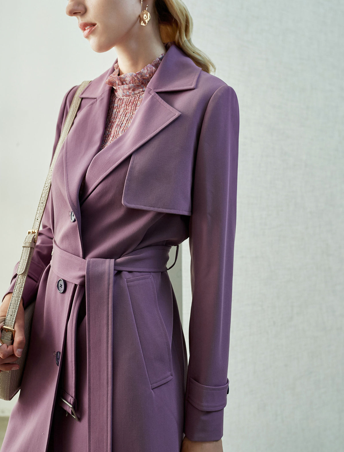 Collared Belted Relaxed Straight-Fit Trench Coat