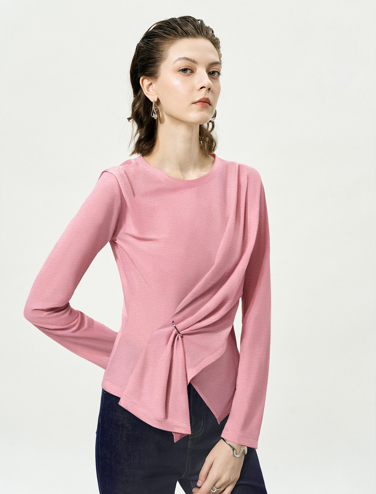 Twist Waist Long Sleeve Blouse
