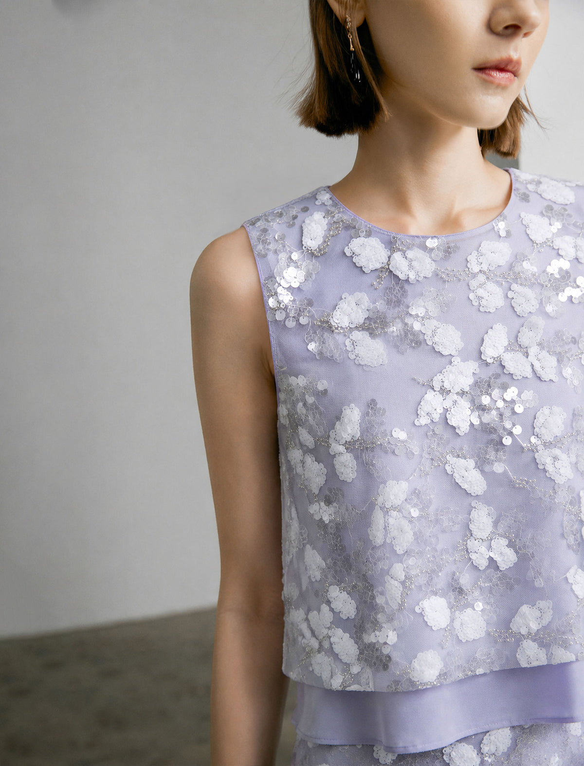 Sequin Floral Sleeveless Top