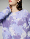 Wool and Mulberry Silk Blend Gradient Crewneck Relaxed Sweater