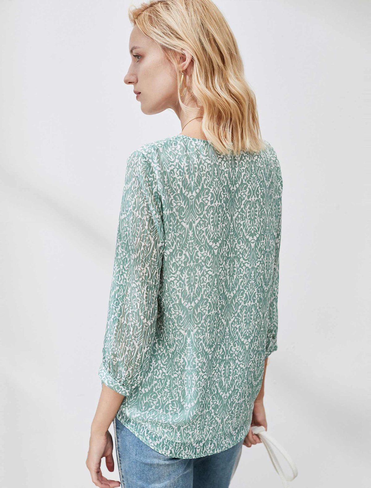 V-Neck Floral Chiffon Top
