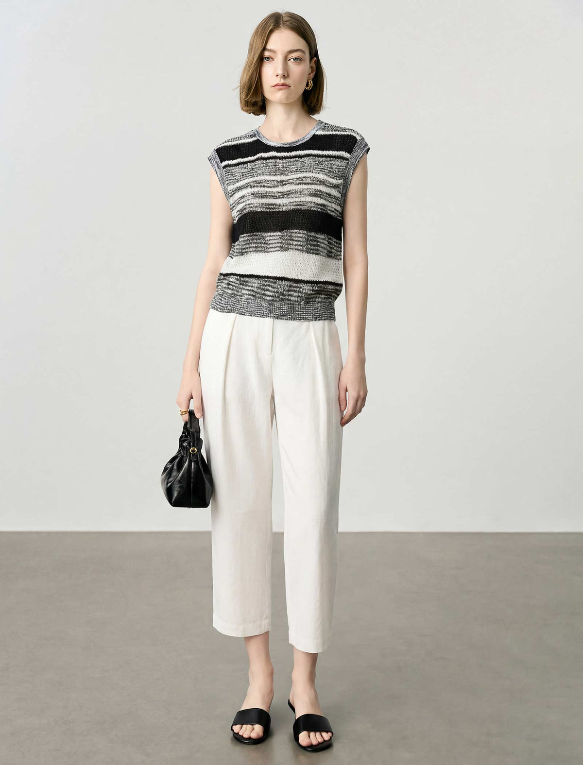 Sleeveless Striped Knit Top