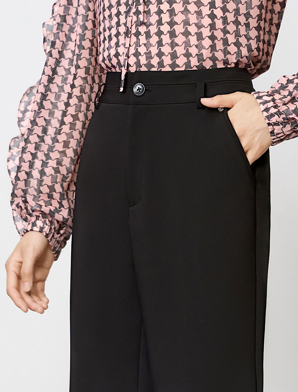High-Rise Ankle Straight-Leg Stretch Dress Pants