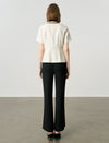 Elegant Black Trim Pearl Button Short Sleeve Jacket
