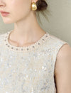 Sequin-Front Sleeveless Knee-Length Dress
