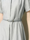 Tencel Square Neck Puff Sleeve Midi Dress