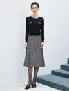 Wool Blend Plaid A-Line Skirt