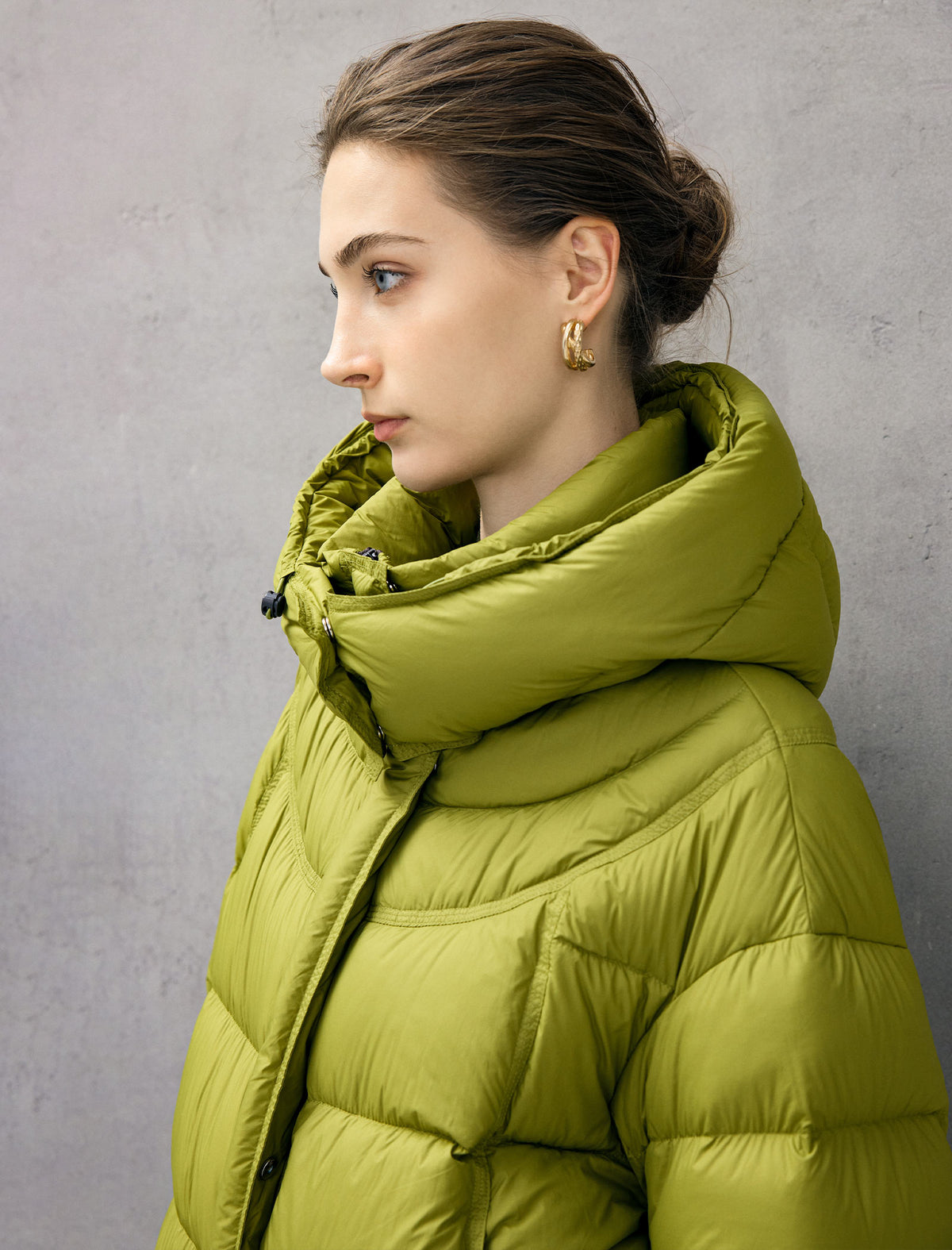 Hooded Drawstring Zip-Front Cropped Puffer Jacket