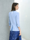 Single Button Ruched Sleeve Blazer