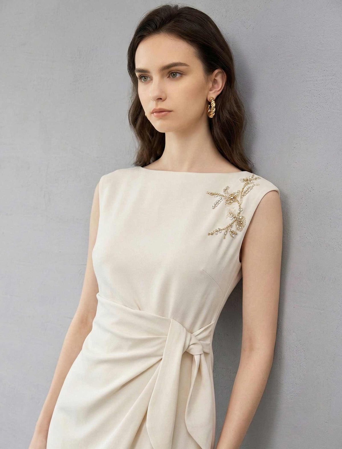 Textured Acetate Hand-Embroidered Dress