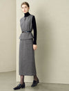 Gray Herringbone Wool-Blend Tweed Vest