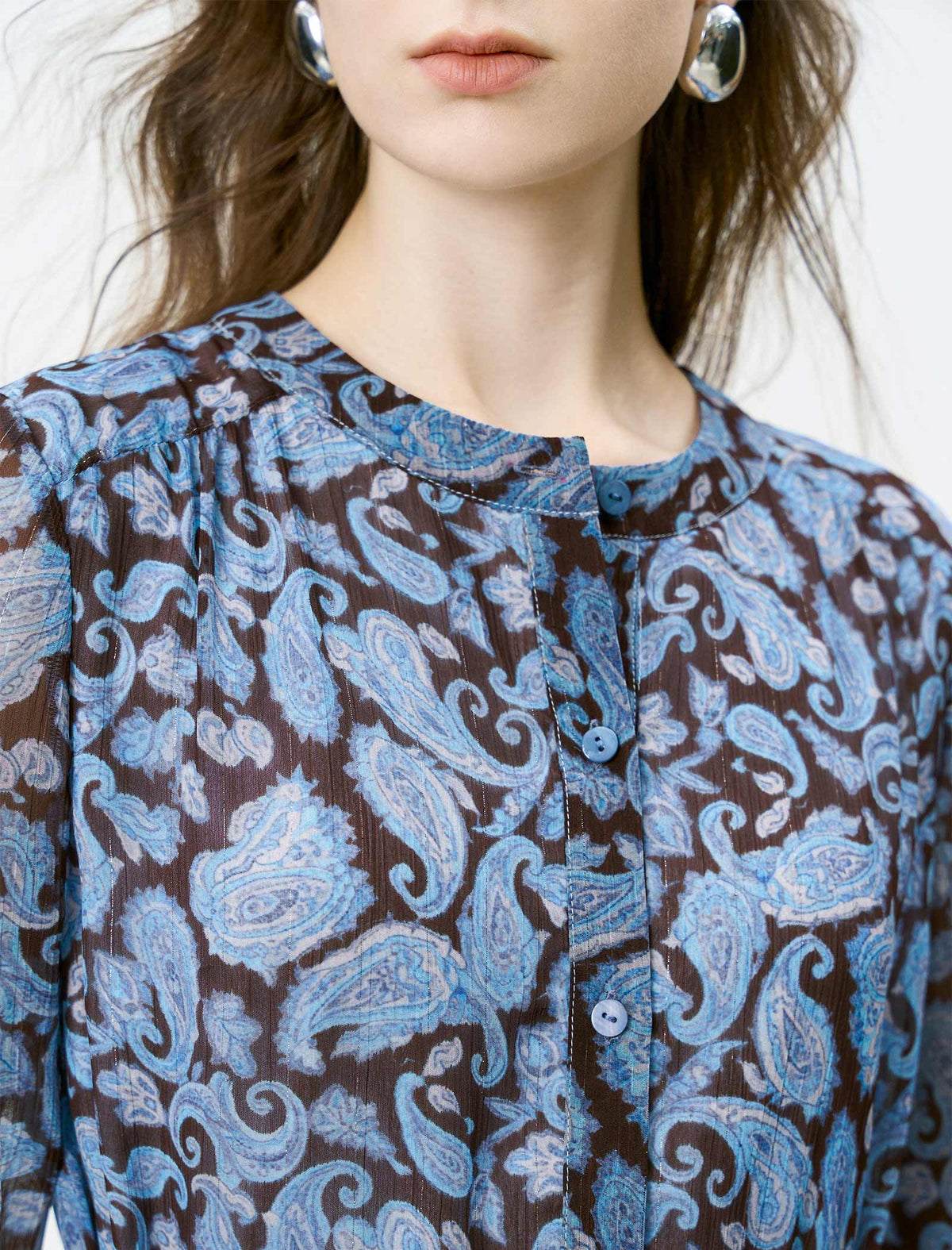 Blue Paisley Tiered Midi Dress