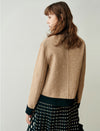 Wool Blend Herringbone Stand-Collar Relaxed Jacket
