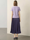 Crinkle Pleated Ruffled Hem Midi Skirt