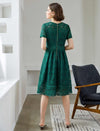 Vintage Lace Waist-Cinched Ruffle Dress
