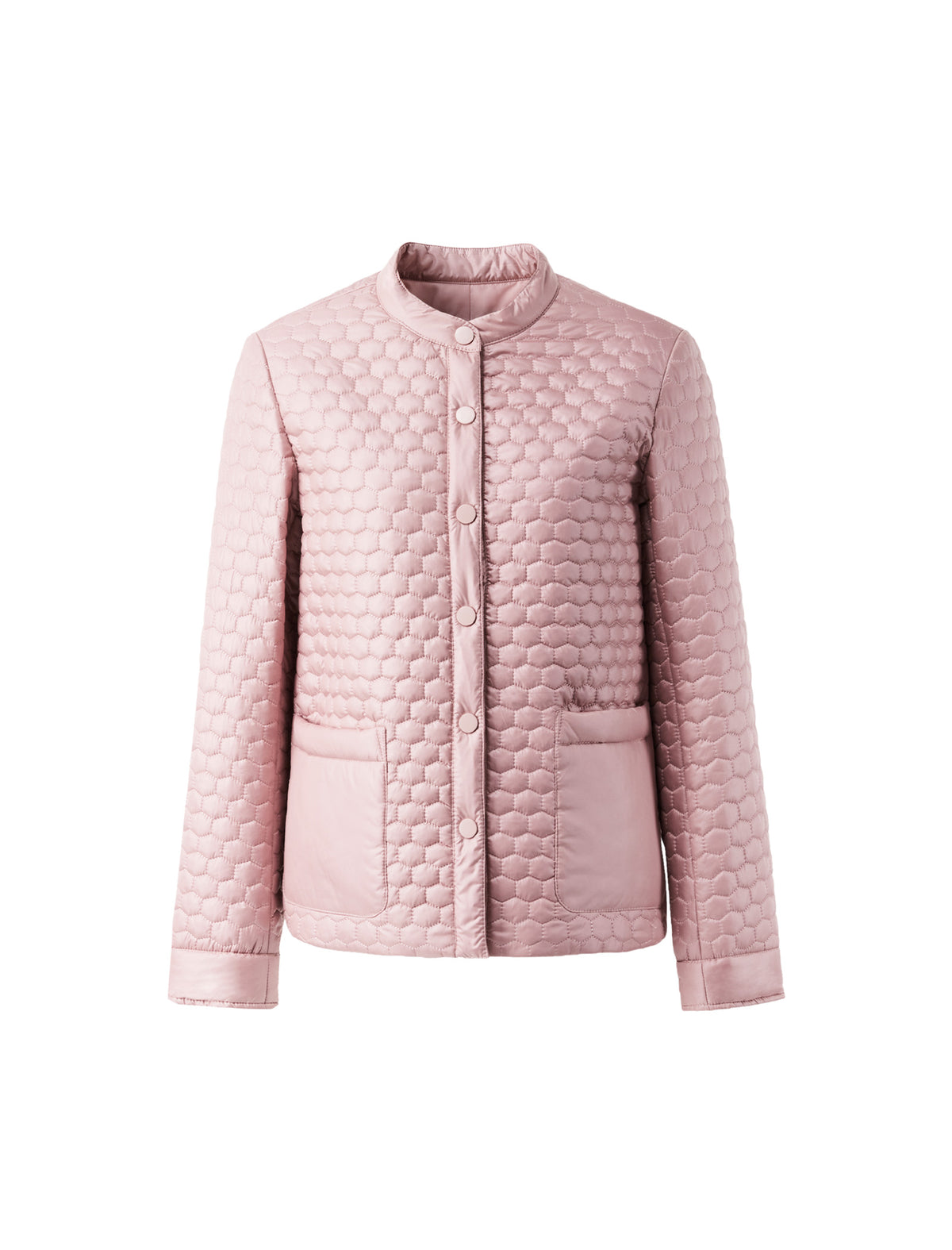 Stand-Collar Snap-Front Padded Coat