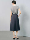 Dark Grey High Waist Pleated Pocket A-Line Midi Skirt
