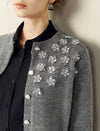 Wool Blend Floral Embroidered Cardigan