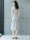 Silver Grey Sequin Jacquard Midi Sheath Dress