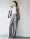 Grey Cropped Collarless Blazer