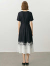 Black And White Ombre Tie-Dye Square Neck Midi Dress