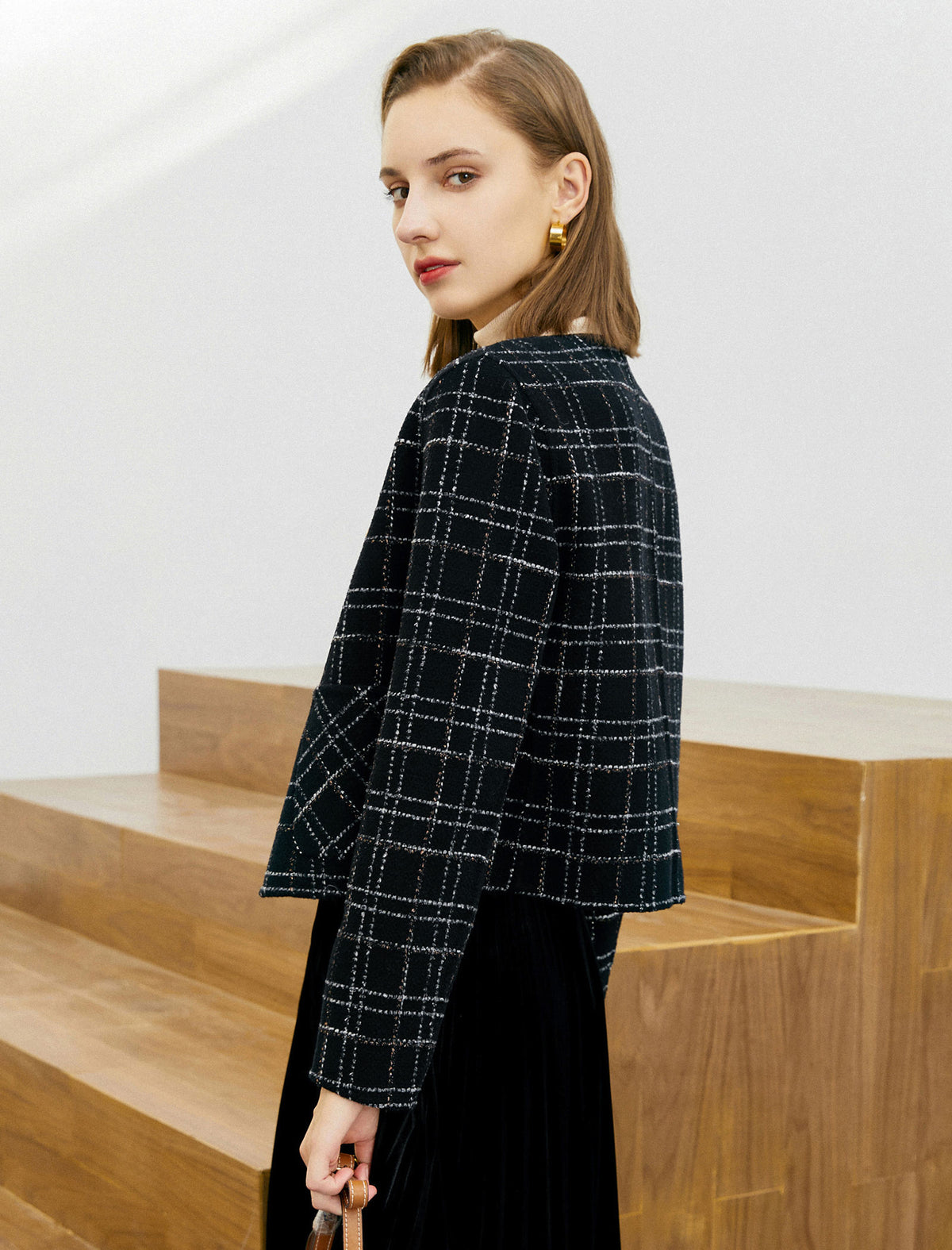 Wool Blend Knit Pocket Jacket