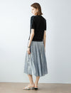 Solid Color Pleated Midi Skirt