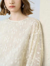 Embroidered Mesh 3/4 Sleeve Blouse