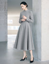 Mock Neck Long Sleeve A-Line Midi Dress