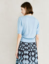Light Blue V-Neck Short Sleeve Knit Cardigan