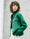 Wool Blend Button-Front Cropped Jacket